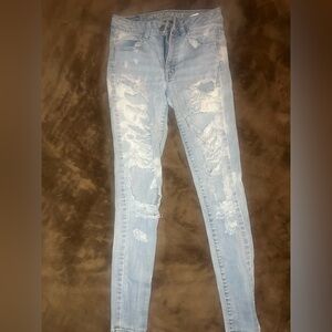 American Eagle Outfitters Light Blue Distressed Skinny Jeans